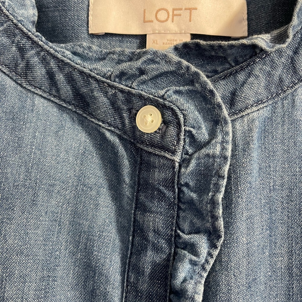 LOFT Blue Button Down Denim Shirt
